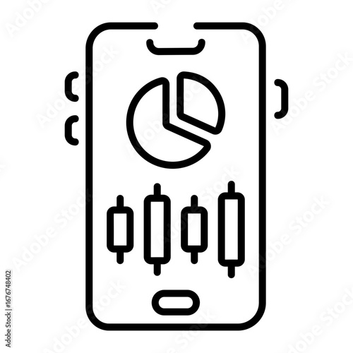A linear style icon representing a mobile trading