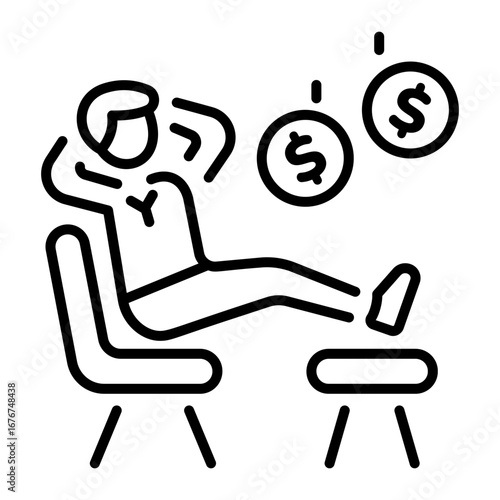 A line style icon representing a passive income