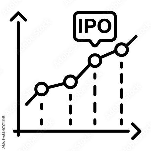 A linear icon depicting an ipo launch
