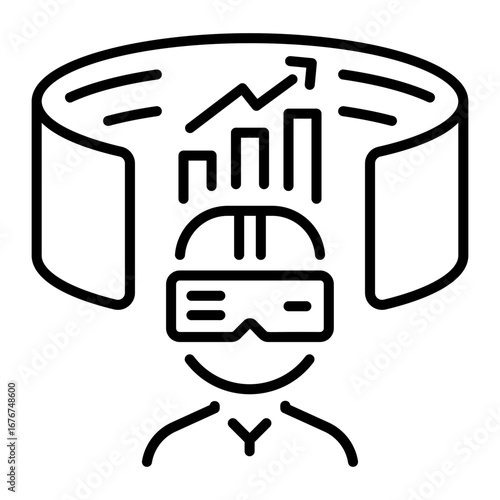 A linear icon representing a vr business