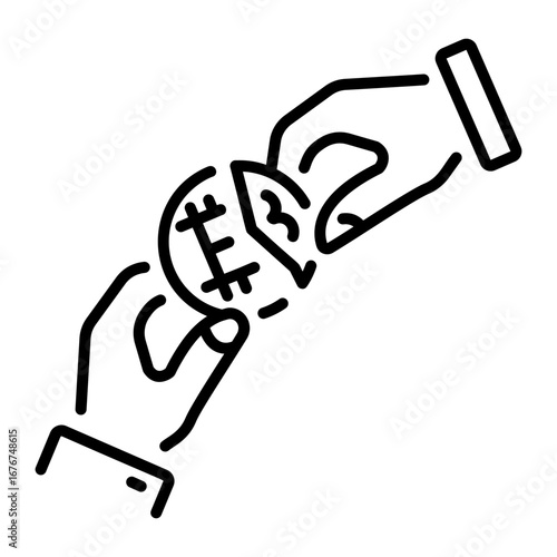 A line style icon depicting a stock split