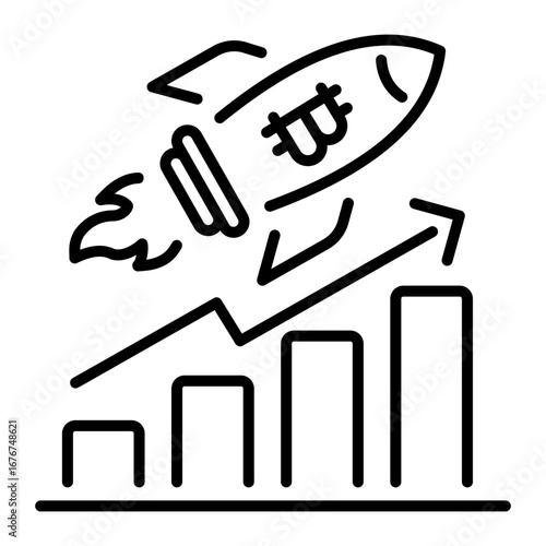 A linear icon showing a bitcoin boost