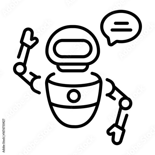 A line style icon showing an ai companion robot
