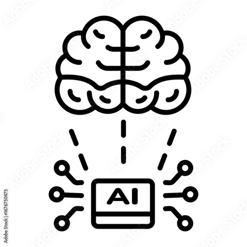 A linear icon showing a brain chip implant