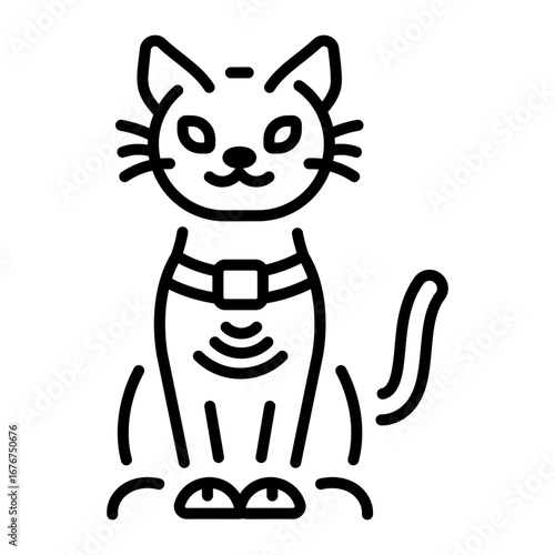 A linear icon depicting a digital collar device