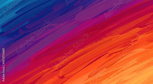 Abstract Brushstroke Painting with Vibrant Colors and Diagonal C
