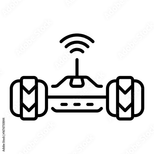 A linear icon depicting a hover pad board