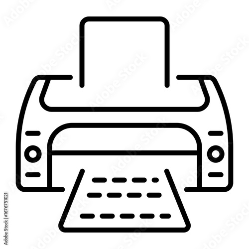A linear icon depicting a printer machine