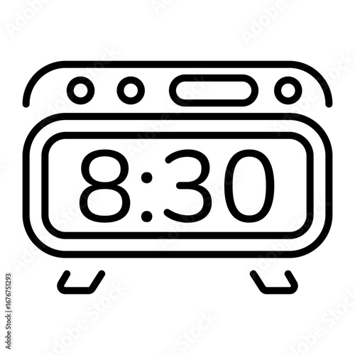 A line style icon showing a digital clock display