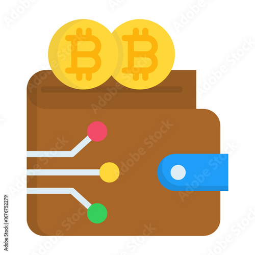 Bitcoin Wallet Flat Vector Icon