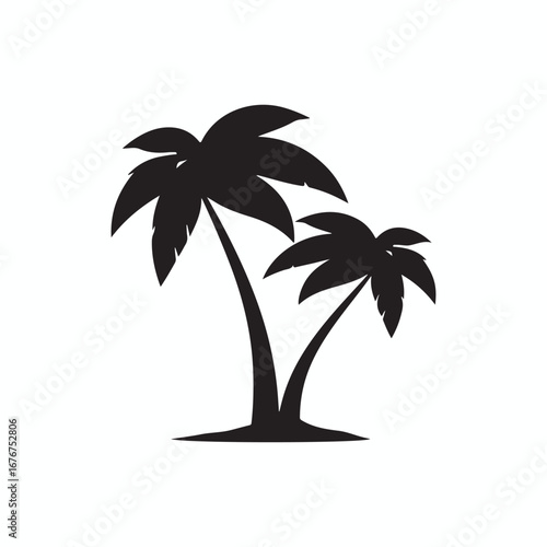 tropical palm trees vector silhouette illustration.