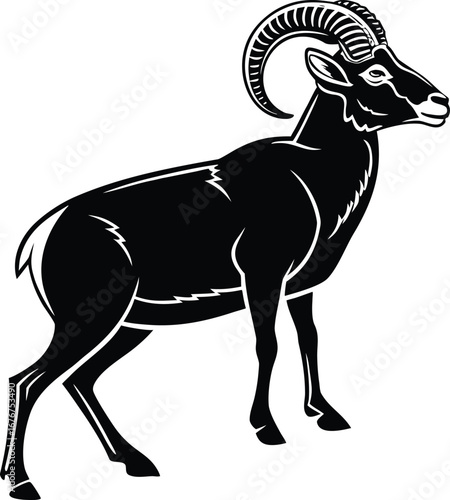 ram black silhouette vector, artwork illustration 