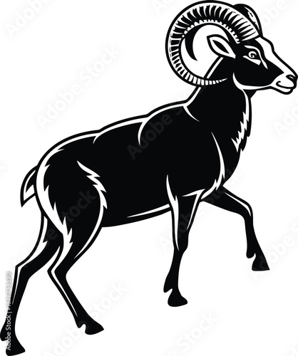 ram black silhouette vector, artwork illustration 