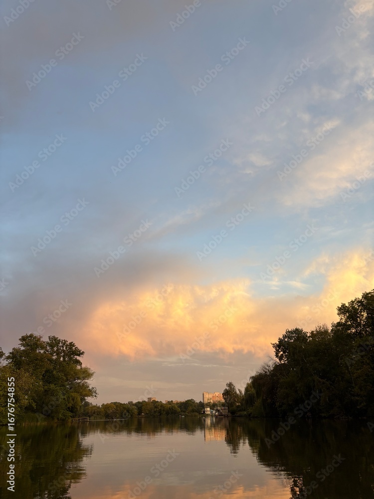 Fototapeta premium sunset over the river