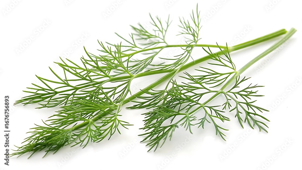 Fototapeta premium Fresh green dill twig isolated on white background
