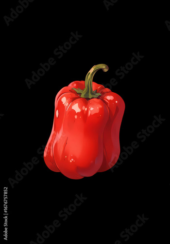red pepper on black background