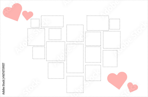 ハート型 フォトフレーム　ホワイト背景〜Heart-shaped photo frame with white background〜