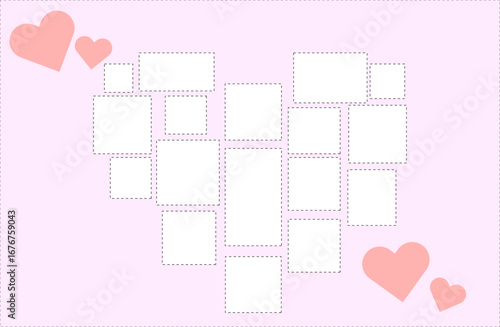 ハート型 フォトフレーム　ピンク背景〜Heart-shaped photo frame on a pink background〜