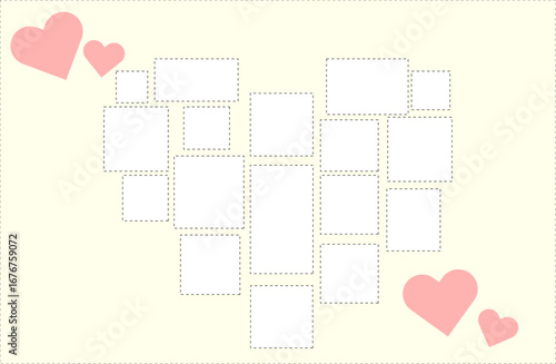 ハート型 フォトフレーム　イエロー背景〜Heart-shaped photo frame with yellow background〜