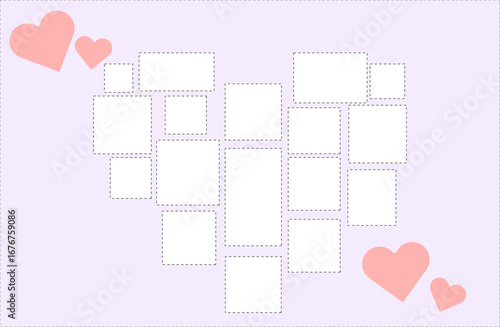 ハート型 フォトフレーム　パープル背景〜Heart-shaped photo frame with purple background〜