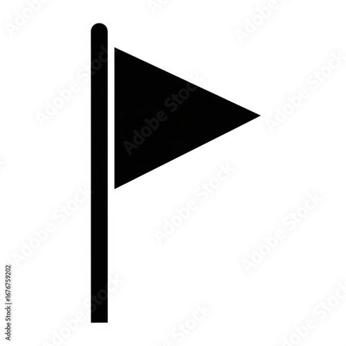 Simple black triangle flag icon on white background