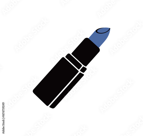 Simple and stylish blue lipstick icon, perfect for a beauty brand, makeup artist, or cosmetic product line.