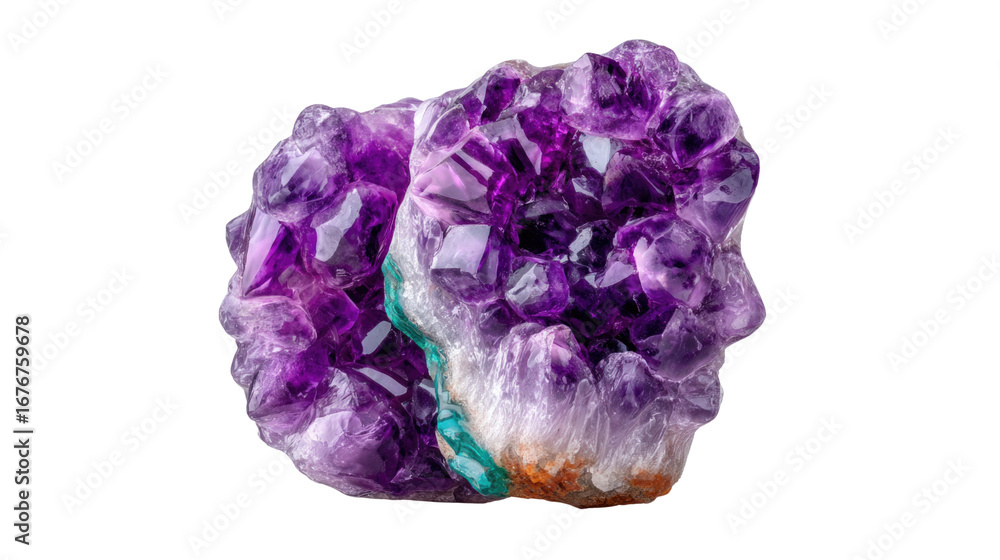 Fototapeta premium Beautiful Amethyst Crystal Cluster with Vibrant Purple Hue and Natural Geode Formation