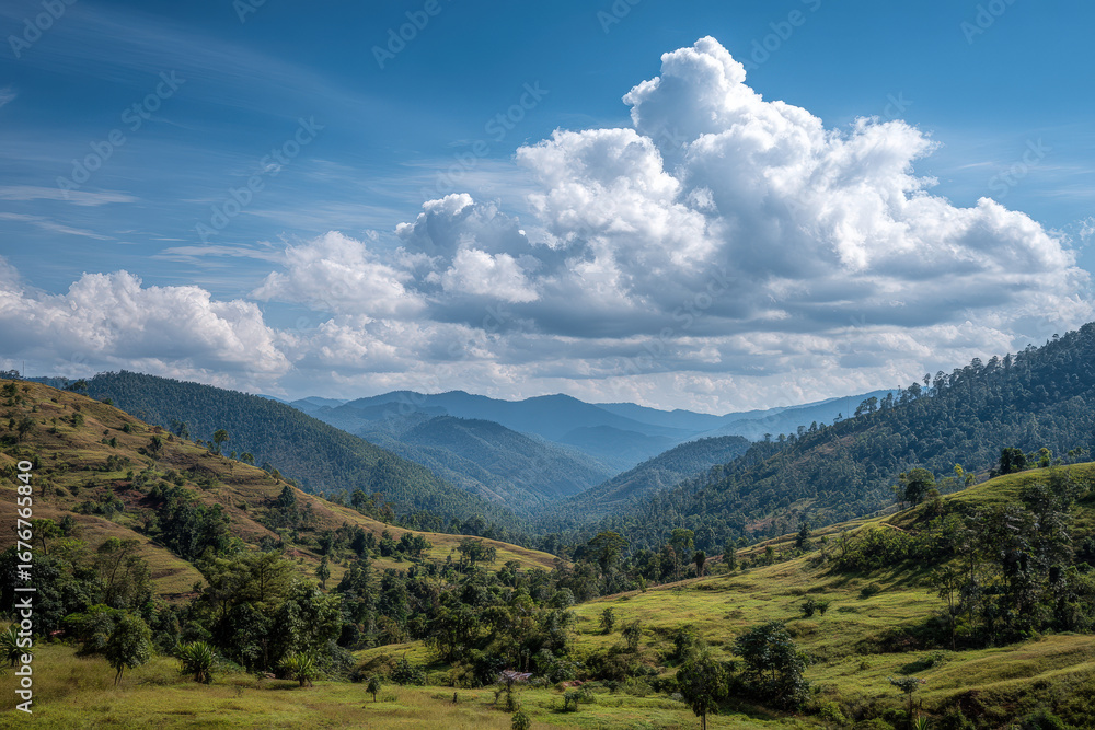 Naklejka premium breathtaking summer landscape featuring pristine nature across unique countries showcasing clear blue skies