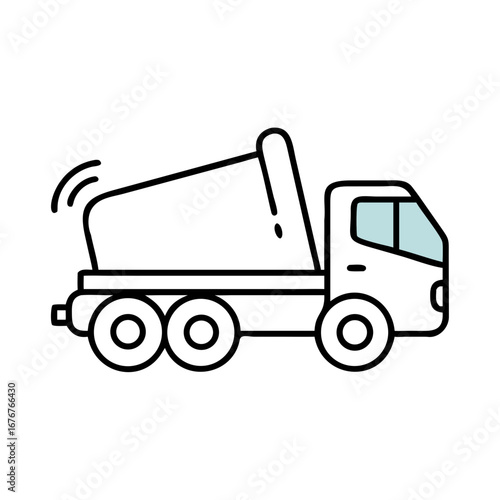 Concrete mixer truck outline vector