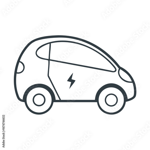 Electric eco car outline vector icon