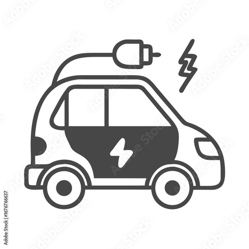 Wallpaper Mural Plug-in hybrid electric vehicle charging vector icon Torontodigital.ca