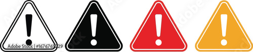 Various warning signs with exclamation marks, indicating caution or alert