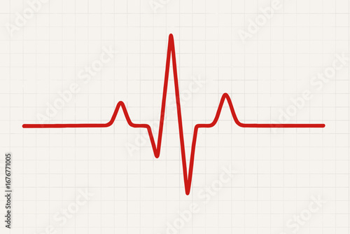 Red heartbeat line on grid background: ekg graph representation