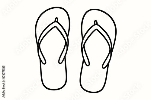 Minimalist black and white flip flop line art design