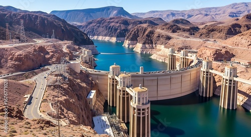 Hoover Dam Aerial View Colorado River.