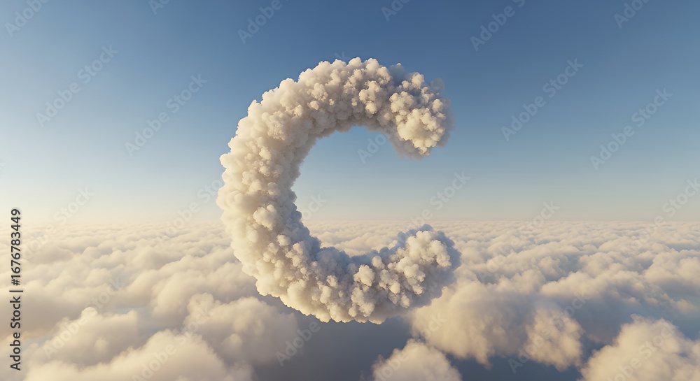Naklejka premium Cloud Formed Letter C in Sky with Fluffy White Clouds and Soft Blue Background