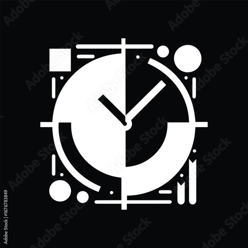 Minimal Black and White Clock for Time Management