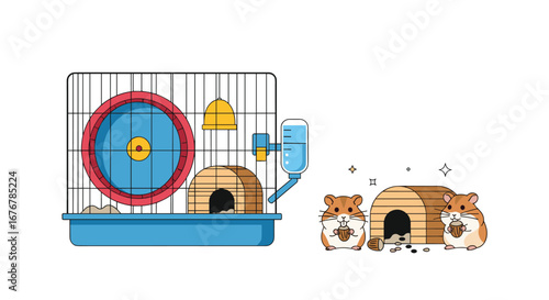 Captivating small rodents enjoying their comfortable habitats and playful activities indoors