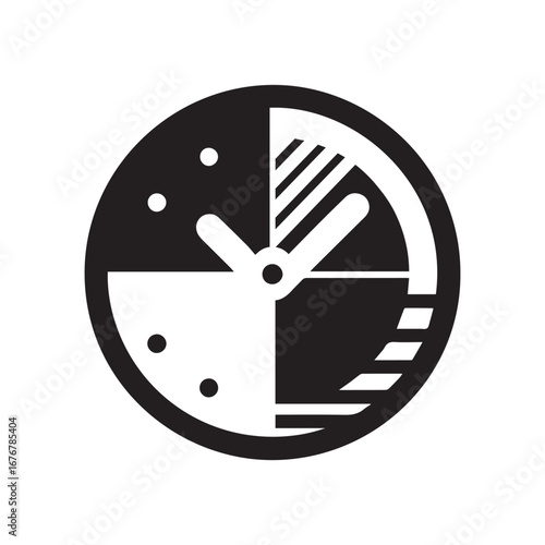 Minimal Black and White Clock for Time Management
