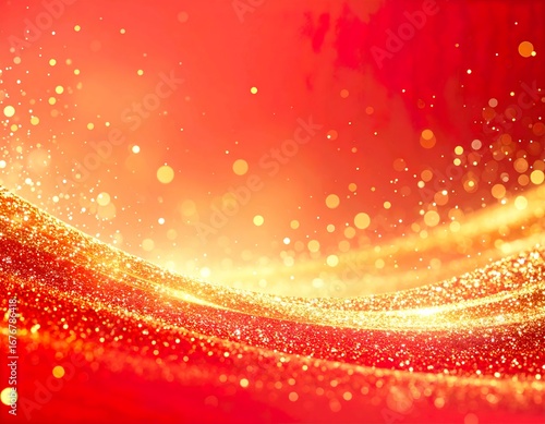 Abstract Durga Puja Festival Background with Golden Aura and Red Gradient