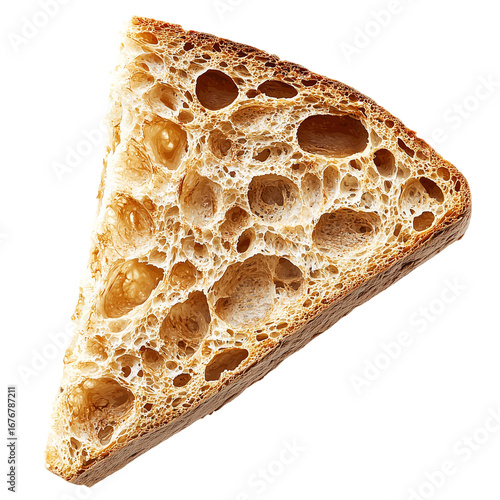 Wallpaper Mural A triangular slice of sourdough bread with large air pockets isolated on a black background Torontodigital.ca