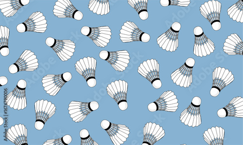 Shuttlecock Seamless Pattern. Flat Vector Design. Perfect for badminton themed backgrounds, textile design, and wrapping paper
