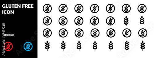 Gluten Free Silhouette Vector Icons – Food Label, Healthy Eating, Allergy Friendly Symbols