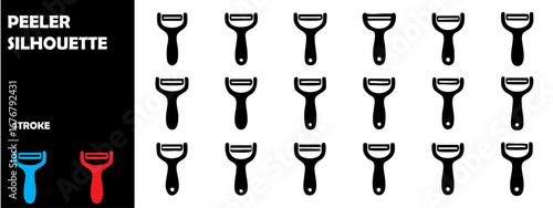 Peeler Silhouette Vector Icons – Kitchen Utensil, Food Preparation, Cooking Tool Graphics