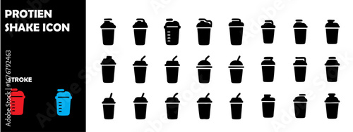 Protein Shake Silhouette Vector Icons – Fitness Nutrition, Gym Drink, Health Supplement Graphics