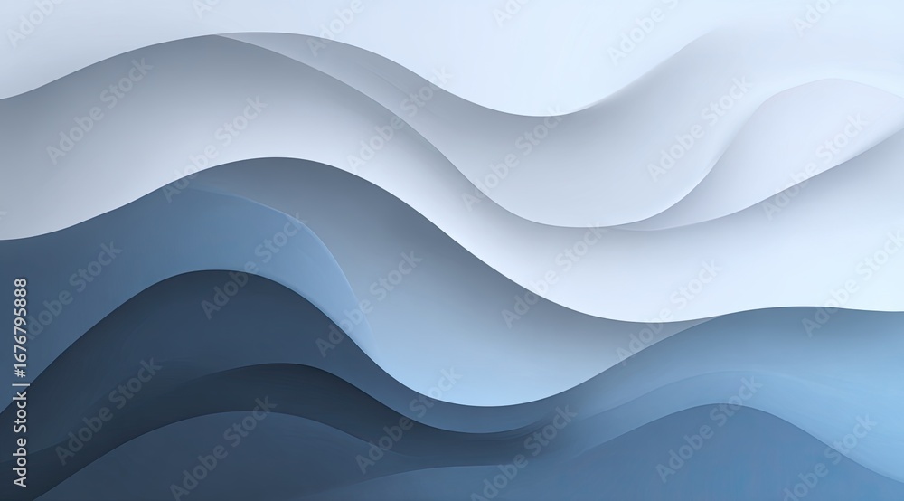 Abstract wavy layered design in shades of blue and white Abstract wavy layered design in shades of blue and white