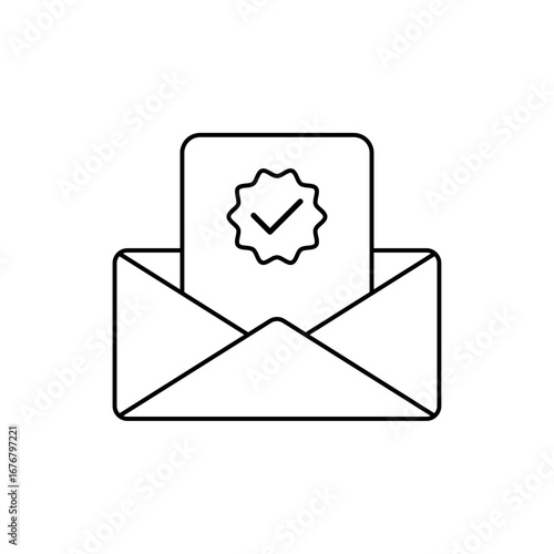 official letter icon outline editable stroke line drawing eps