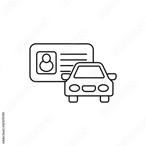 driving license icon outline editable stroke line drawing eps
