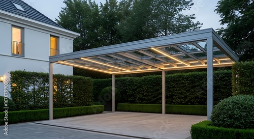 Modern Carport with Integrated LED Lighting.