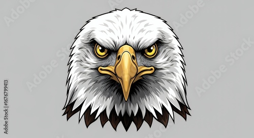 Detailed Digital Illustration of an Eagle Head with Intense Expression in Realistic Style